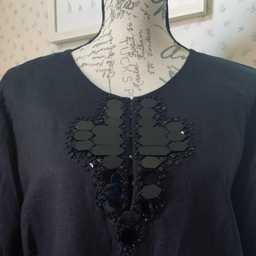 Donna Karan New York Linen Jewel Embellished Tunic - Picture 9 of 12